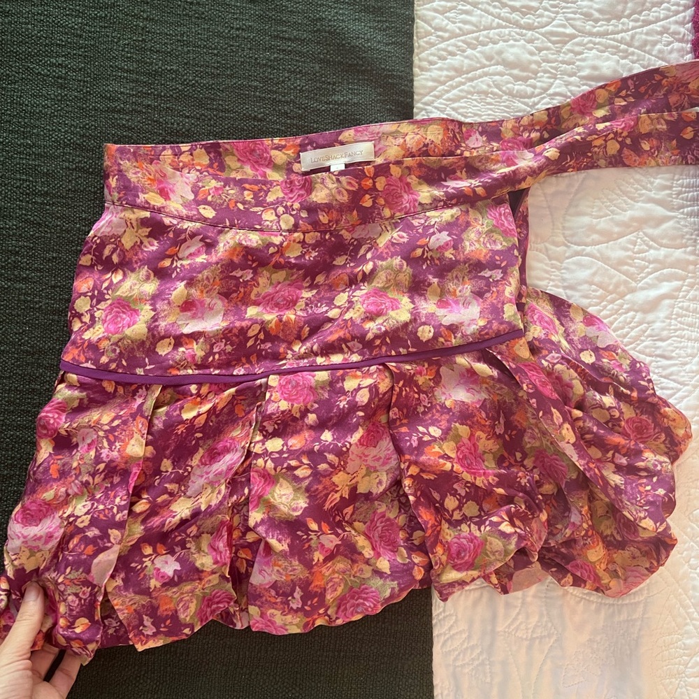 LOVESHACKFANCY - floral skirt w/ side tie SIZE 4